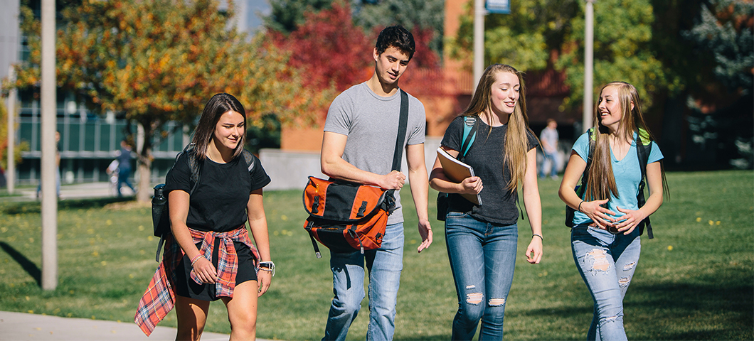 Students walking in front of Jabs Hall