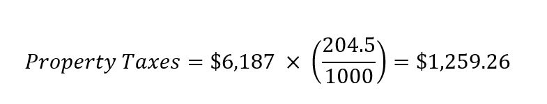 Suppose a city commission passes a budget of $32,675,419 for the year. With a total taxable property value of $159,782,000, the city taxes properties at 204.5 mills to generate the needed revenue. For a property with a taxable value of $6,187, the owner would pay $1,259.26 in city taxes: