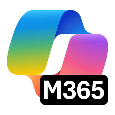 Microsoft 365 logo featuring two interlocking ribbon-like shapes in a rainbow gradient above a black rounded rectangle containing the white text “M365,” on a light gray background.
