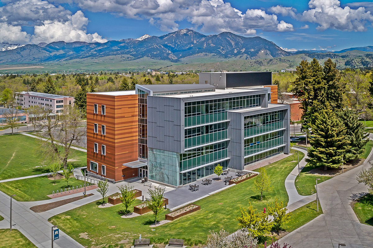 Aeriel view of Jabs Hall, home of MSU's Jake Jabs College of Business & Entrepreneurship.