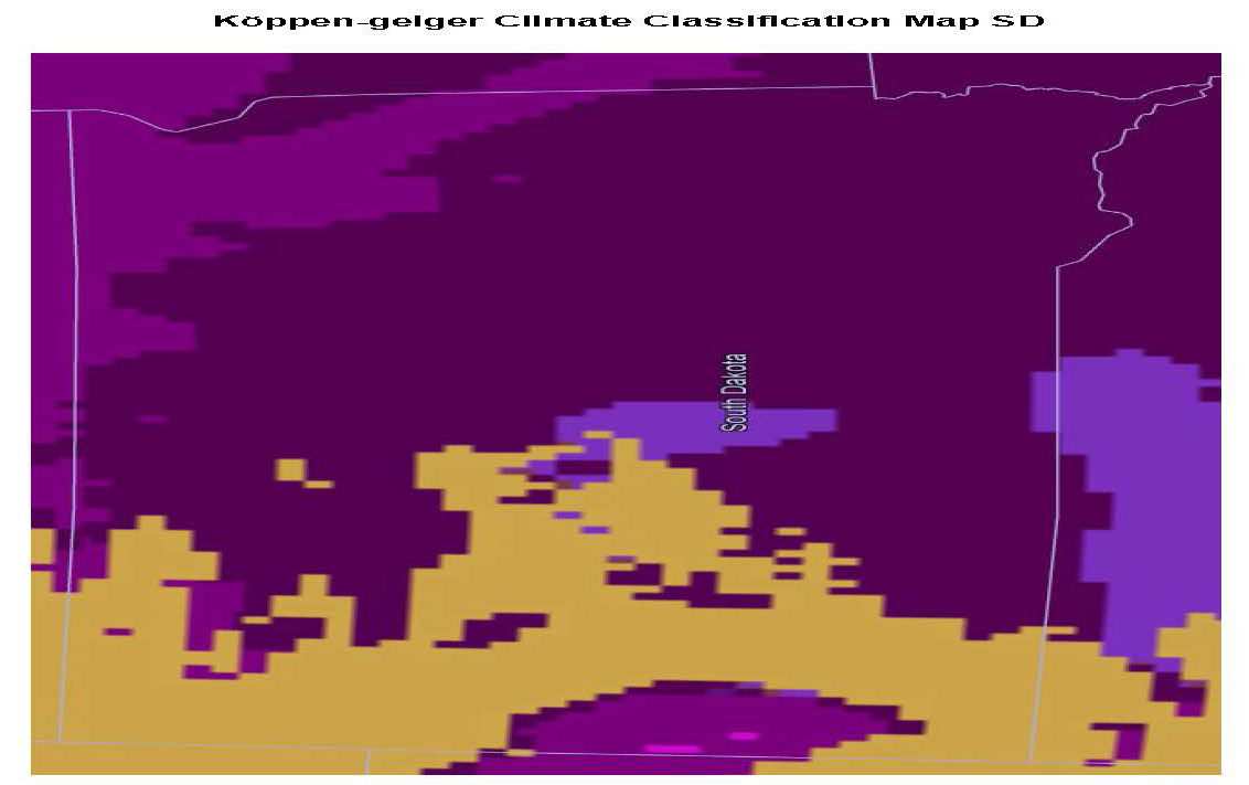Köppen-geiger Climate Classification Map South Dakota