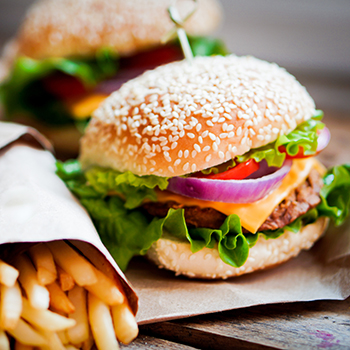 hamburger and french fries