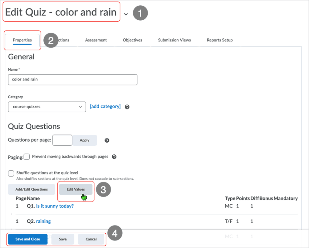 Brightspace screenshot - CD 20_20_04 - Properties tab page showing available options