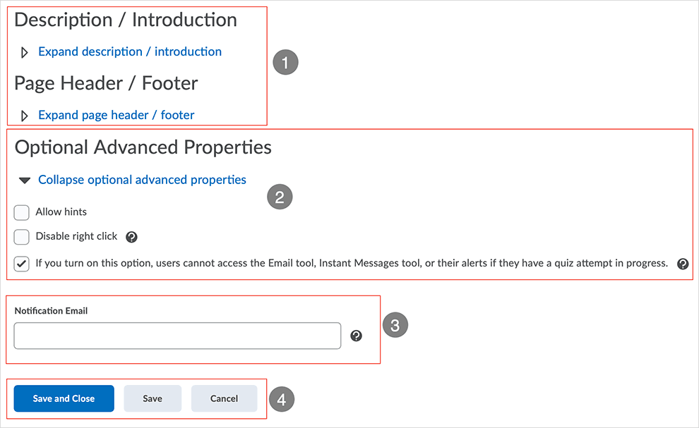 Brightspace screenshot - CD 20_20_04 - Property tab page with directions related to available options