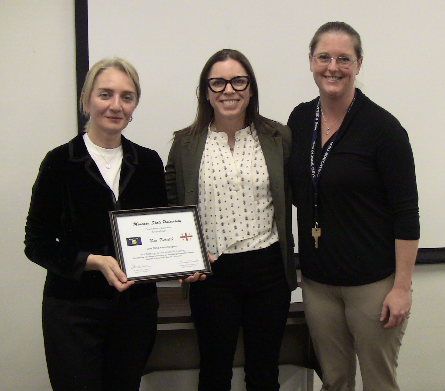 Nino Tsereteli, Dr. Alycia Elfreich, and Education Department Head, Dr. Lauren Davis