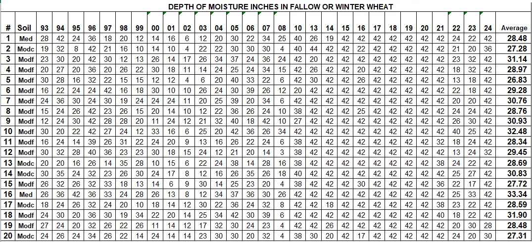 2024 Fall & Winter Wheat Table