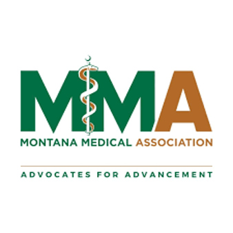 A square logo with a white background, there's text that says MMA Montana Medical Association - Advocates for advancement