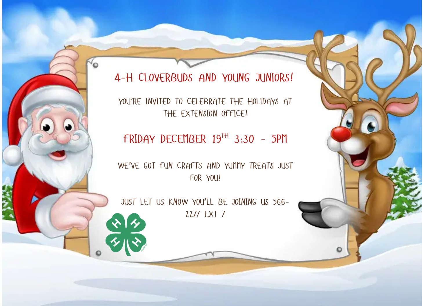 4-H Cloverbud Holiday Party at the Extension Office Invitiation