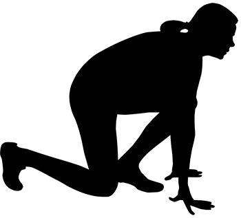 Woman in starting position for a race