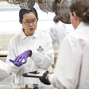 Dr. Kuo in Hannon Hall food lab