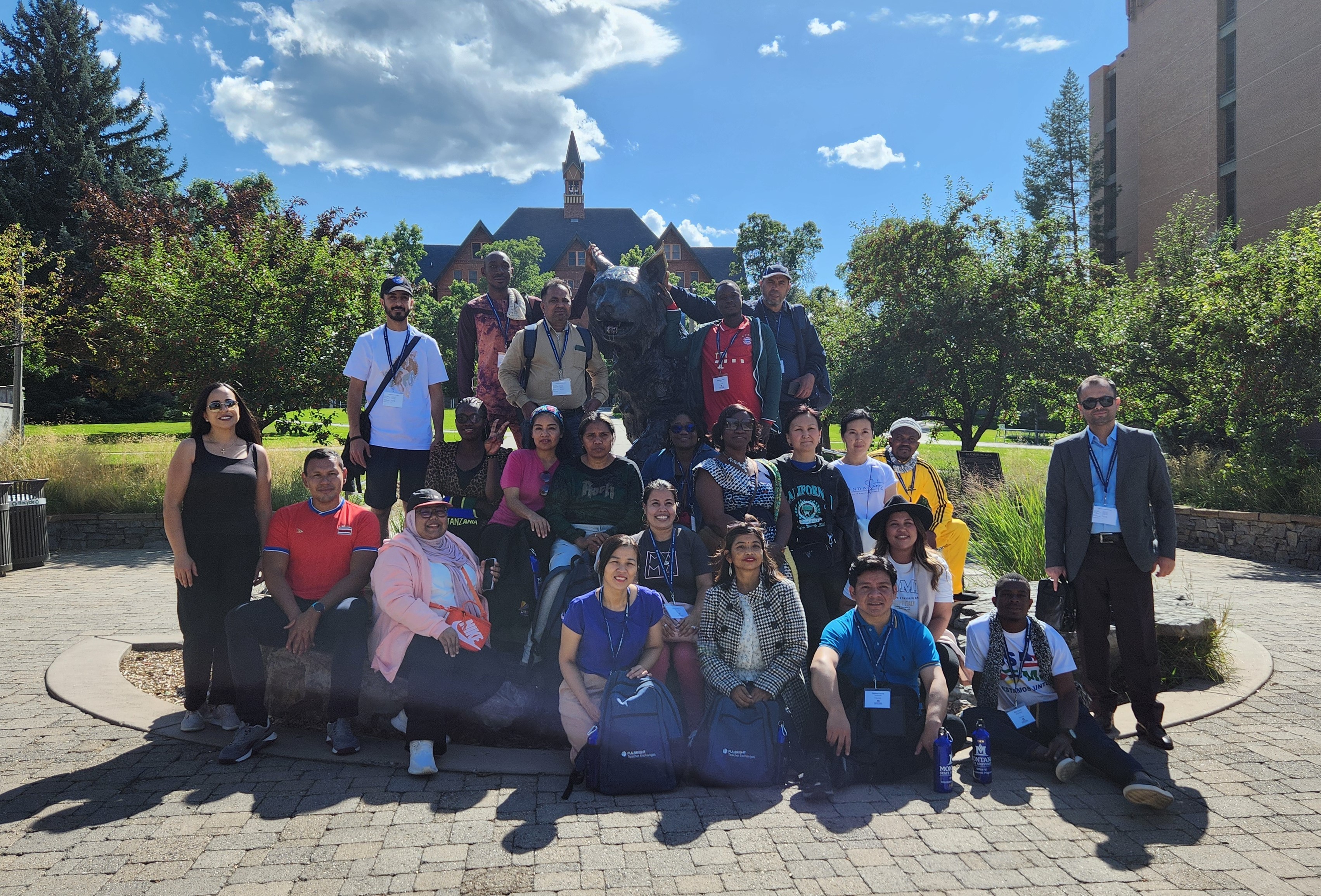 FTEA 2024 participants standing in front of the Bobcat statue