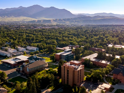 Drone shot of campus