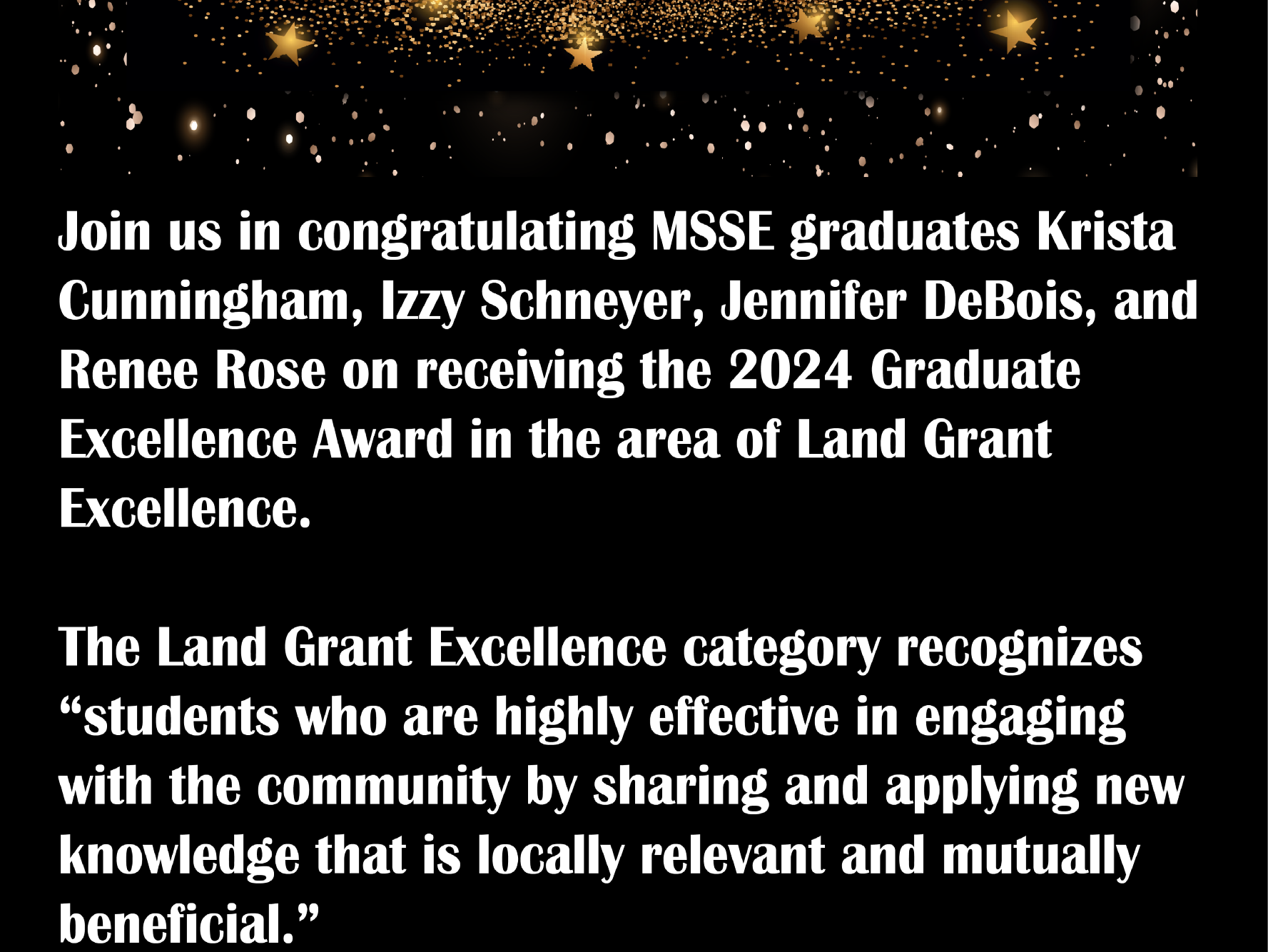 Land Grant Congrats