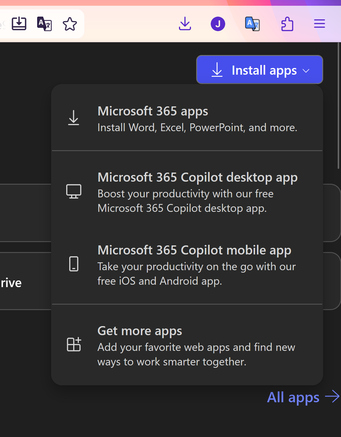 Install Office 365 screenshot