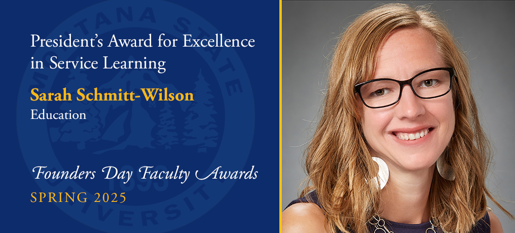 President's Award for Excellence in Service Learning: Sarah Schmitt-Wilson, Founders Day Faculty Awards, Academic Year 2024-25. Portrait of Sarah Schmitt-Wilson.