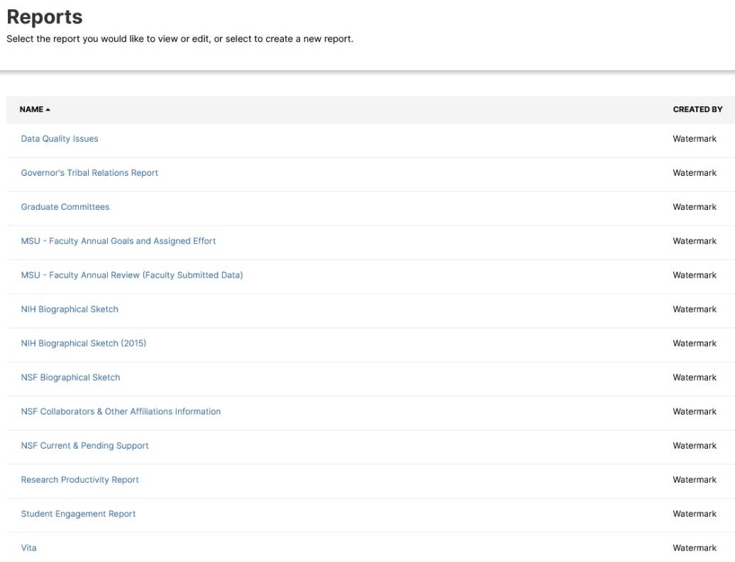 Reports Screen
