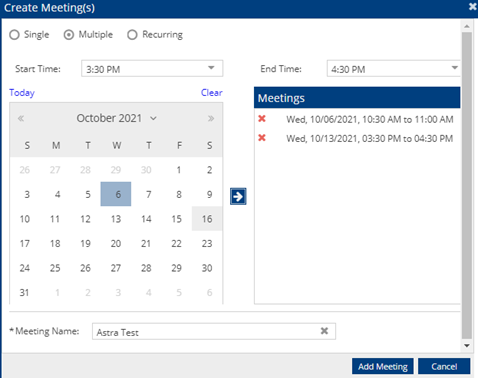 selecting multiple meetings