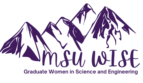 WISE logo with purple mountains and words "MSU WISE Graduate Women in Science and Engineering" written below